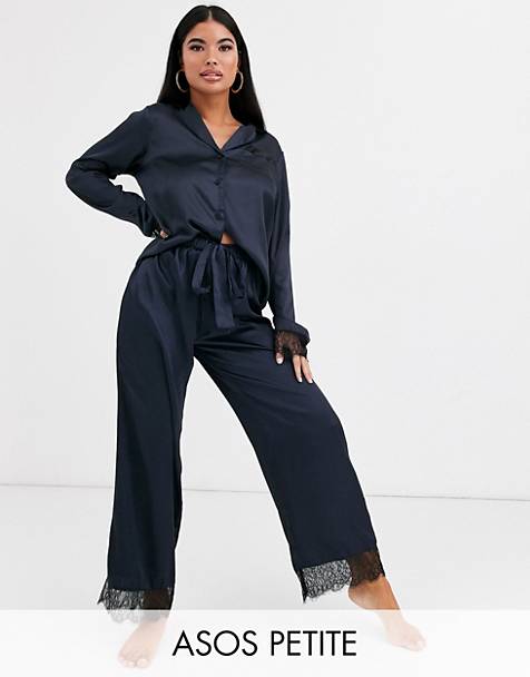 ASOS DESIGN Petite mix & match satin & lace pyjama pants