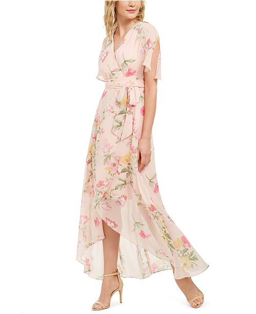 Jessica Howard Petite Split-Sleeve Chiffon Maxi Dress